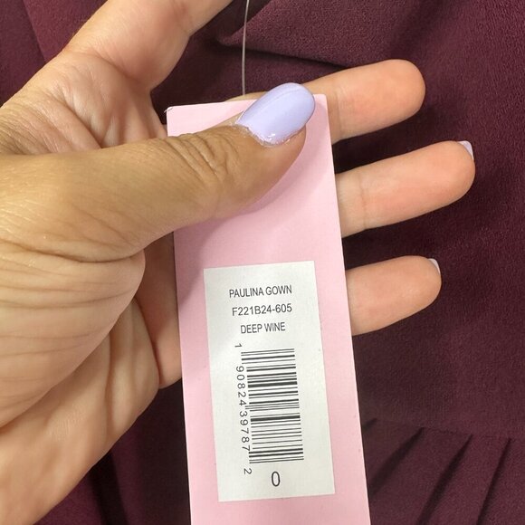 NWT SACHIN + BABI Paulina Gown in Deep Wine Draped Crepe Maroon Merlot 0 - Picture 7 of 9